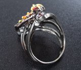 Серебряное кольцо с разноцветными турмалинами