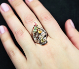 Серебряное кольцо с разноцветными турмалинами