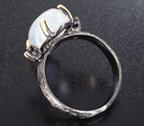 Серебряное кольцо с лунным камнем 18+ карат и родолитами Серебро 925