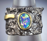 Серебряное кольцо с ограненным черным опалом Серебро 925