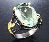 Серебряное кольцо с зеленым аметистом 25+ карат Серебро 925