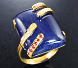 Золотое кольцо с насыщенным танзанитом 27,83 карата, красными сапфирами и бриллиантами Золото