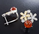 Серебряные серьги со спессартинами гранатами