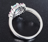 Великолепное серебряное кольцо с ограненным эфиопским опалом и рубинами