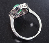 Серебряное кольцо с изумрудом, пурпурными и желтыми сапфирами бриллиантовой огранки Серебро 925