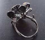 Серебряное кольцо с цитрином и родолитами