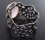 Серебряное кольцо с розовым кварцем и цитринами