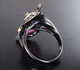 Серебряное кольцо с рубином, синим сапфиром и аметистами Серебро 925