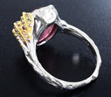 Серебряное кольцо с розовым турмалином 6,78 карата и разноцветными сапфирами Серебро 925