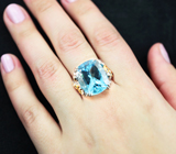 Серебряное кольцо с голубым топазом 20,84 карата и синими сапфирами Серебро 925