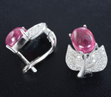 Чудесные серебряные серьги с рубинами Серебро 925