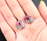 Чудесные серебряные серьги с рубинами Серебро 925