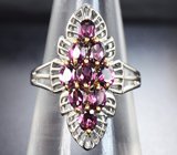 Замечательное серебряное кольцо с родолитами