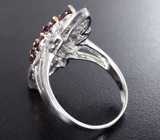 Замечательное серебряное кольцо с родолитами