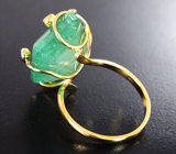 Золотое кольцо с уральским изумрудом авторской огранки 15,02 карата и бриллиантами Золото