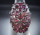 Шикарное серебряное кольцо с родолитами Серебро 925