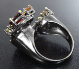 Серебряное кольцо с ограненными опалами, цитринами и перидотами