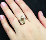 Серебряное кольцо с зеленым аметистом 5+ карат и родолитами Серебро 925