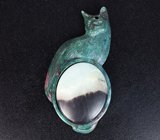 Камея-подвеска «Баст» из цельного амазонита в резной яшме