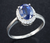 Элегантное серебряное кольцо с синим сапфиром