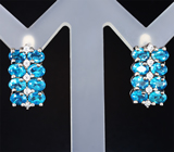 Замечательные серебряные серьги с «неоновыми» апатитами Серебро 925