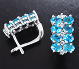 Замечательные серебряные серьги с «неоновыми» апатитами Серебро 925