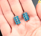 Замечательные серебряные серьги с «неоновыми» апатитами Серебро 925