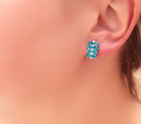 Замечательные серебряные серьги с «неоновыми» апатитами Серебро 925