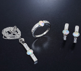 Стильный серебряный комплект с кристаллическими эфиопскими опалами Серебро 925