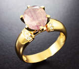 Золотое кольцо с крупным насыщенным уральским александритом 3,25 карата и бриллиантами Золото