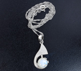 Элегантный серебряный кулон с лунным камнем + цепочка