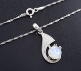 Элегантный серебряный кулон с лунным камнем + цепочка
