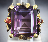 Серебряное кольцо с аметистом 18+ карат и родолитами Серебро 925