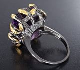 Серебряное кольцо с аметистом 18+ карат и родолитами Серебро 925