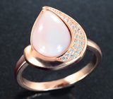 Нежное серебряное кольцо с перуанским розовым опалом