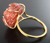 Золотое кольцо с резным солнечным камнем 14,05 карата Золото
