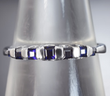 Стильное серебряное кольцо с насыщенно-синими сапфирами Серебро 925