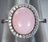Нежное серебряное кольцо с розовым опалом Серебро 925