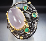 Серебряное кольцо с розовым кварцем и хризопразом Серебро 925