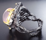 Серебряное кольцо с розовым кварцем и хризопразом