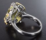Серебряное кольцо с лимонным цитрином 7,88 карата и цаворитами