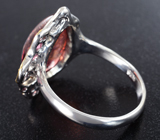 Серебряное кольцо с турмалином 6,55 карата и розовыми сапфирами Серебро 925