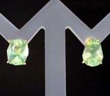 Золотые серьги с ограненным яблочным пренитом 5,61 карата Золото