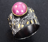 Серебряное кольцо с рубином и родолитом