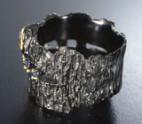 Серебряное кольцо с кристаллическими черными опалами и синими сапфирами Серебро 925