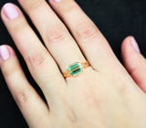 Золотое кольцо с неоново-зеленым турмалином 2,96 карата Золото