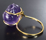 Золотое кольцо с крупным резным аметистом 25,8 карата Золото