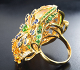 Эксклюзив! Массивное золотое кольцо с эфиопскими опалами 12,85 карата, отборными самоцветами и бриллиантами Золото