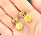 Чудесные серебряные серьги с желтыми опалами Серебро 925