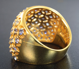 Широкое серебряное кольцо с танзанитами Серебро 925